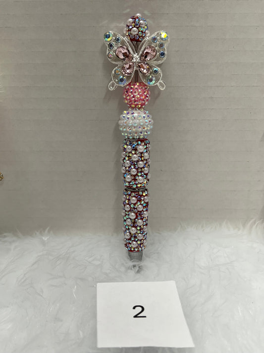 Blush Butterfly Elegance Luxury Beaded Pen