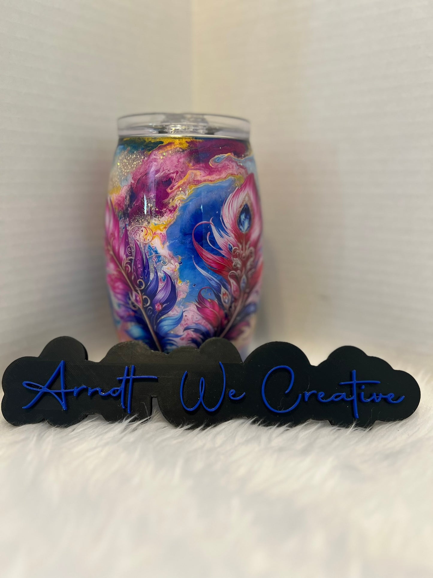 Ready to Ship - 15oz Barrel (Feather Alcohol Ink Swirl)