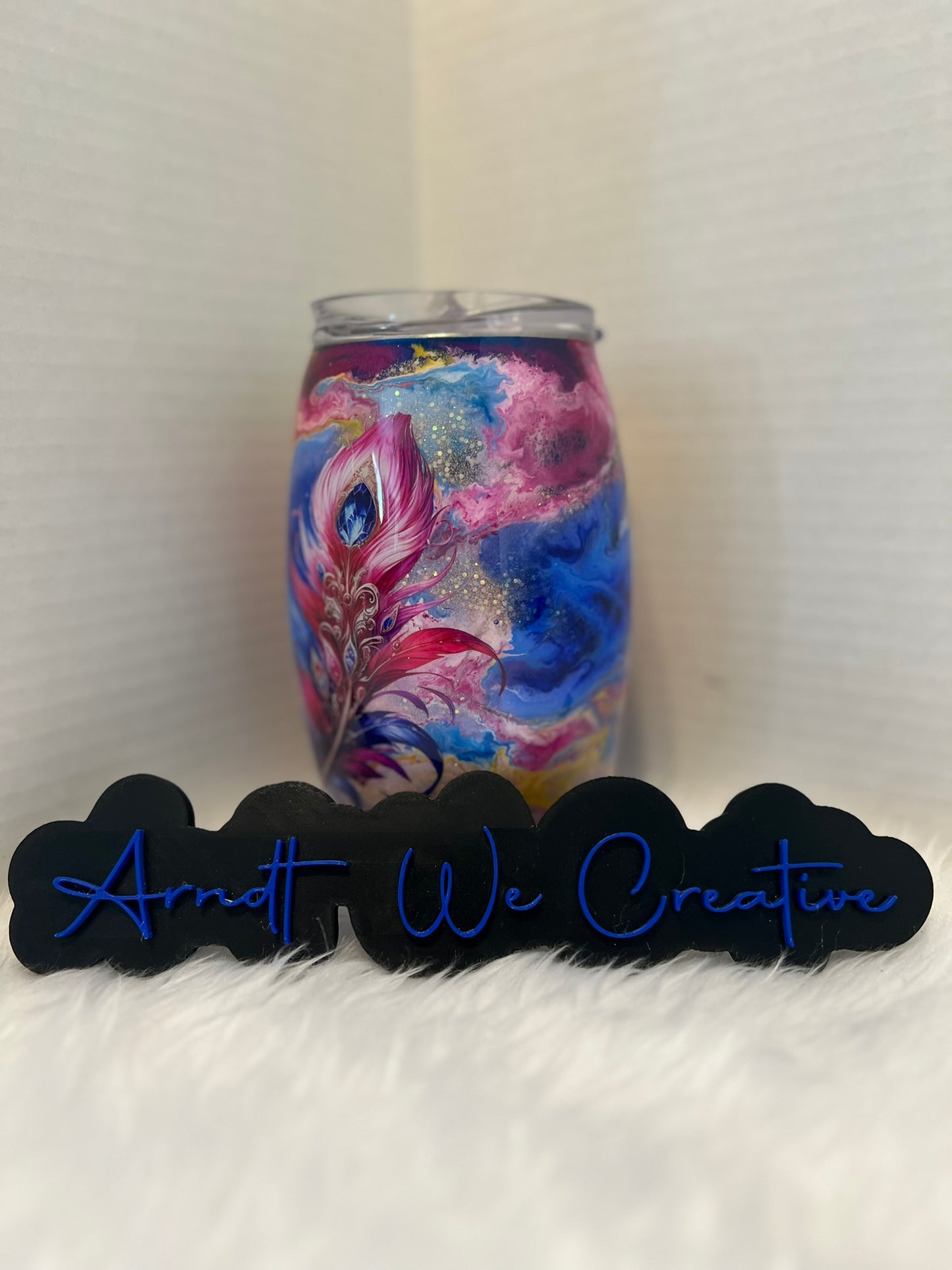 Ready to Ship - 15oz Barrel (Feather Alcohol Ink Swirl)