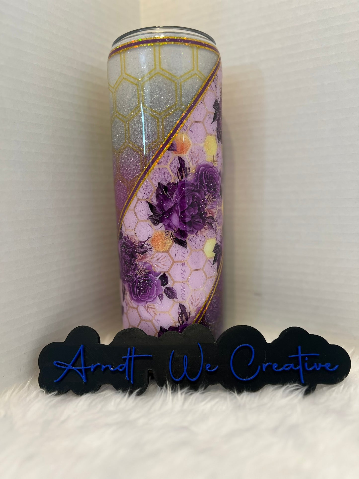 Ready to Ship - 30oz Skinny Tumbler (Purple ombre, Be Kind Honeycomb)
