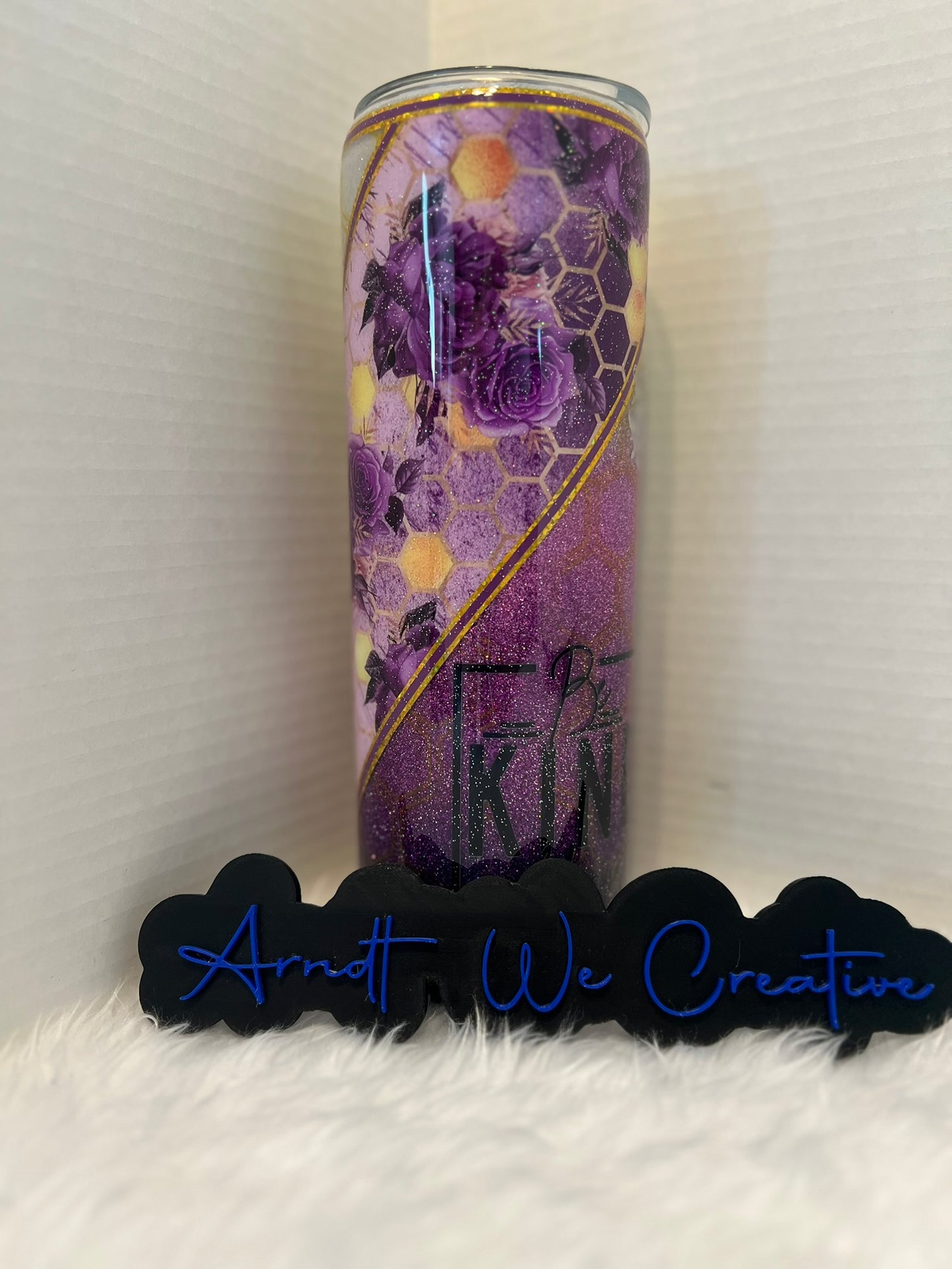 Ready to Ship - 30oz Skinny Tumbler (Purple ombre, Be Kind Honeycomb)
