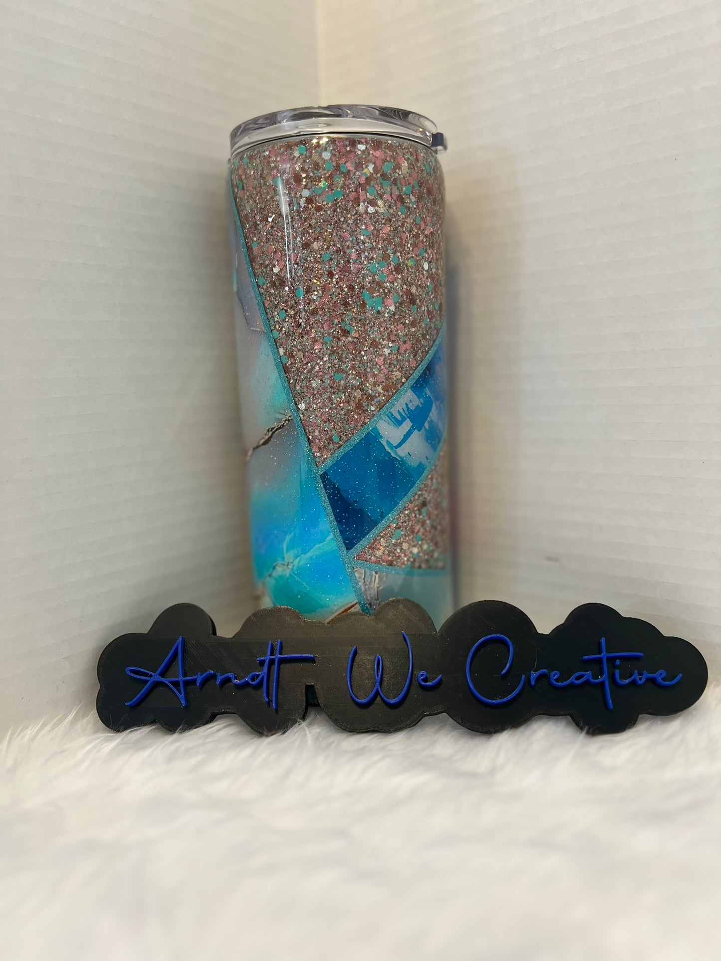 Ready to Ship - 25oz Skinny Tumbler (Abstract Teal & Copper)