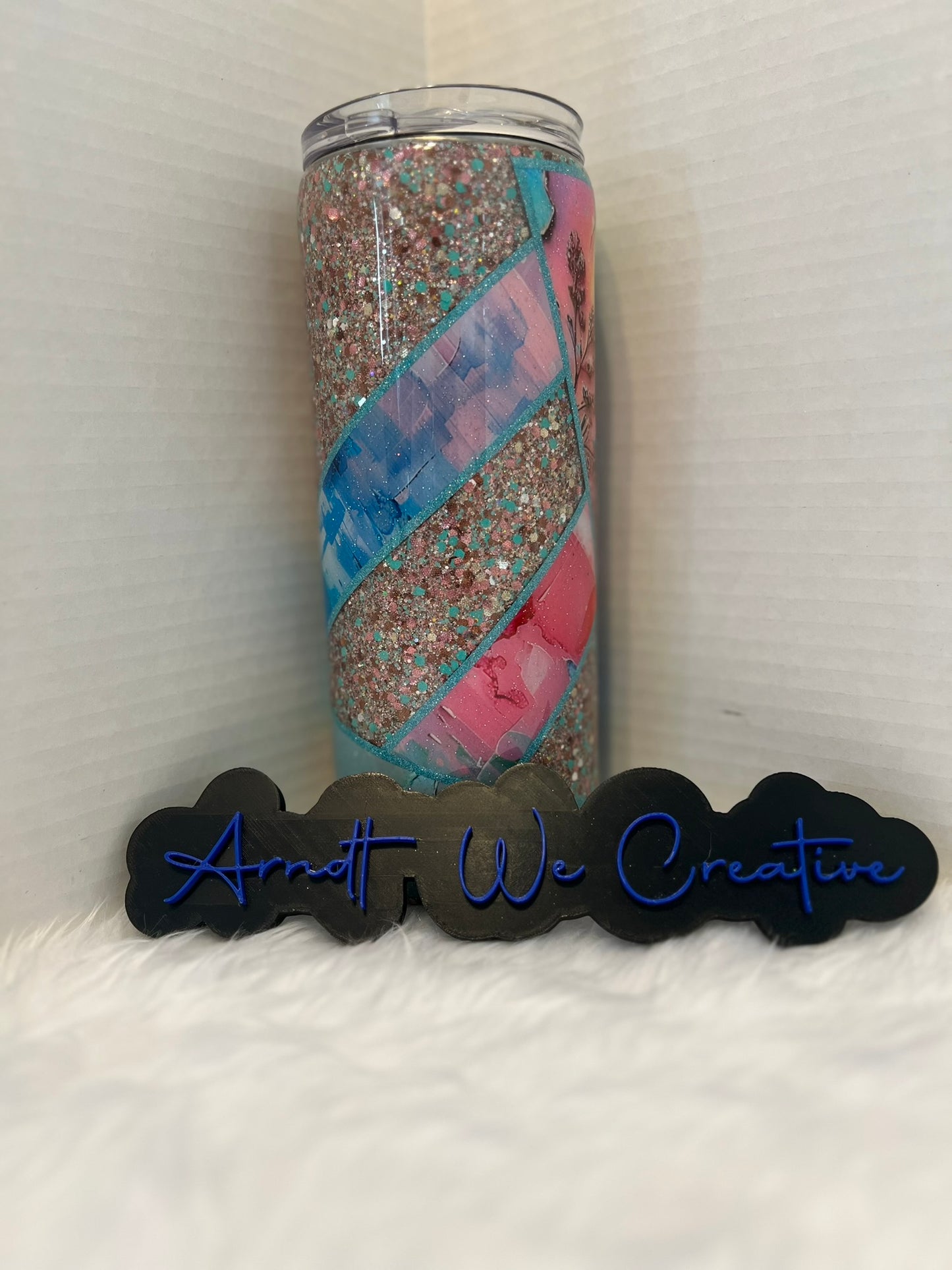Ready to Ship - 25oz Skinny Tumbler (Abstract Teal & Copper)