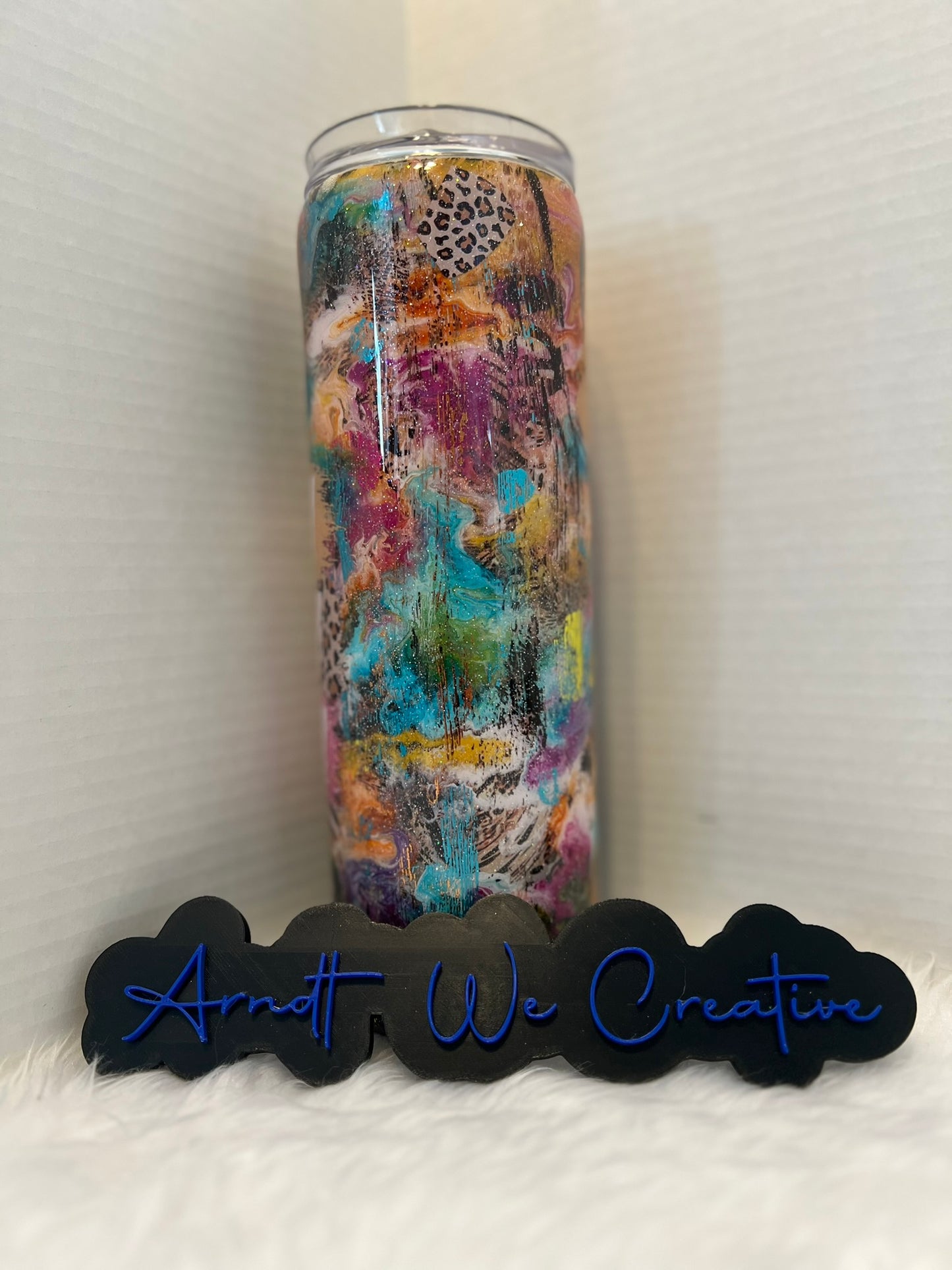 Ready to Ship - 30oz Skinny Tumbler (Pray alcohol ink abstract)