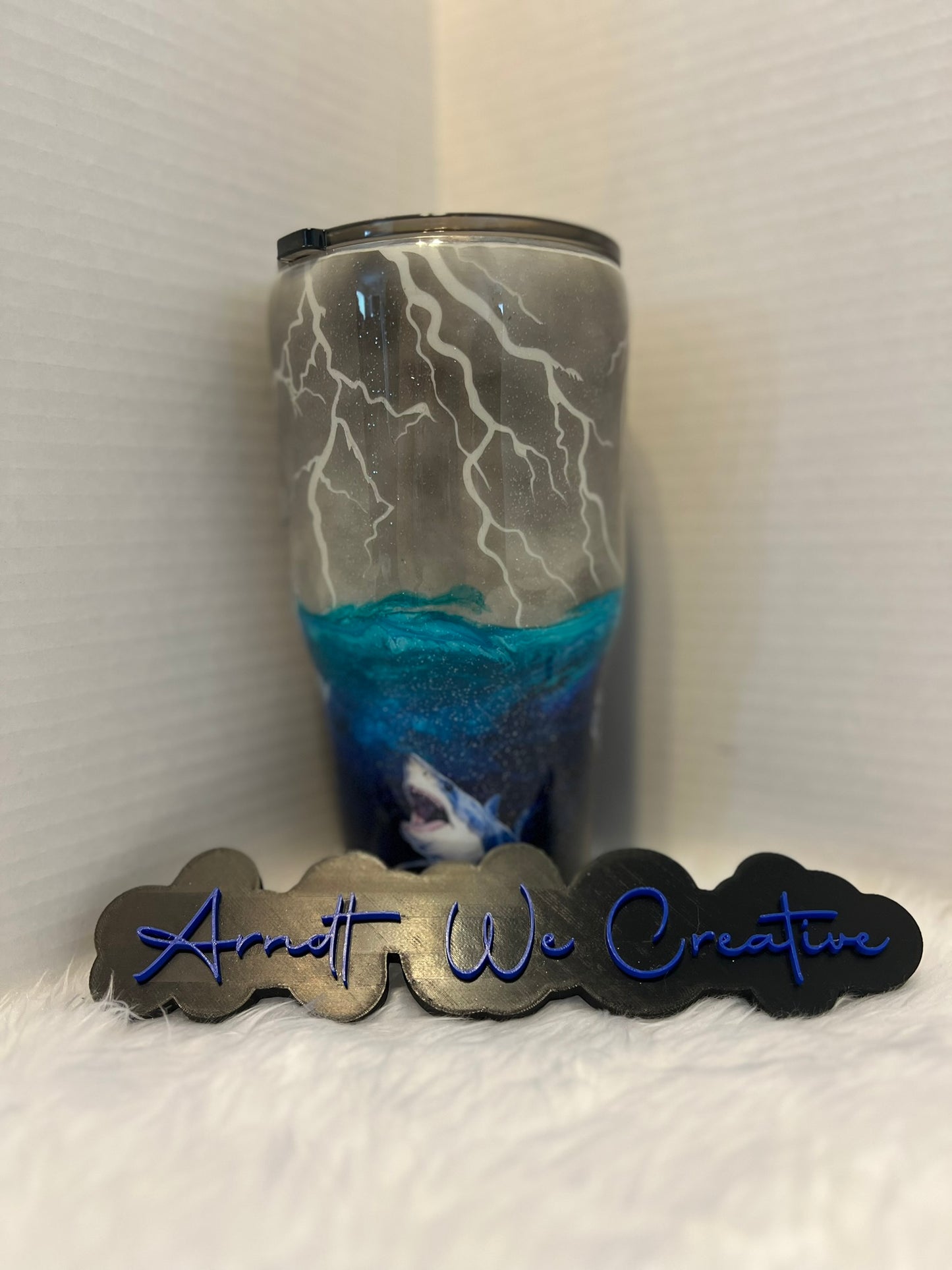 Ready to Ship - 30oz Modern Curve Tumbler (Lightning Storm, glow)