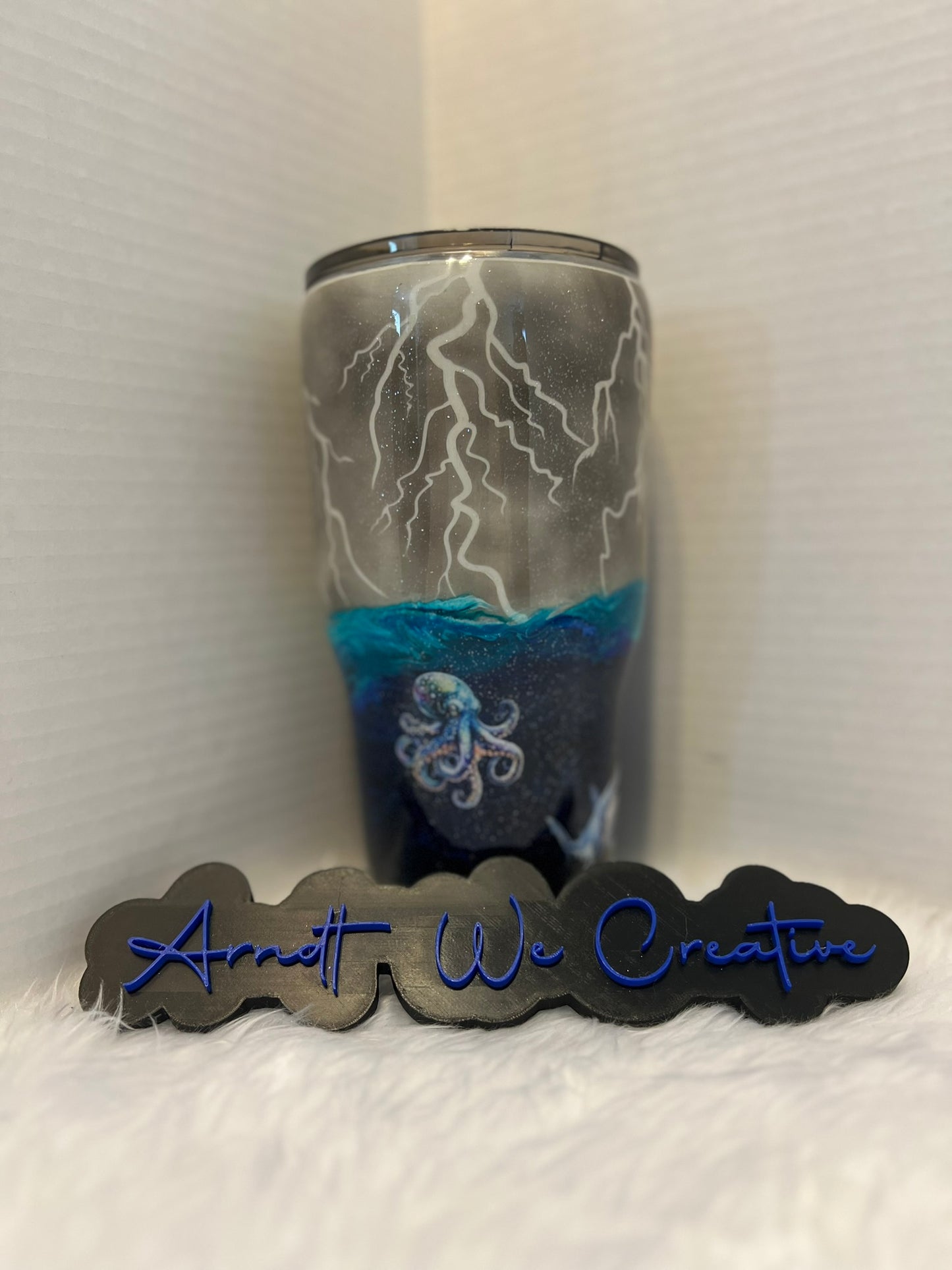 Ready to Ship - 30oz Modern Curve Tumbler (Lightning Storm, glow)