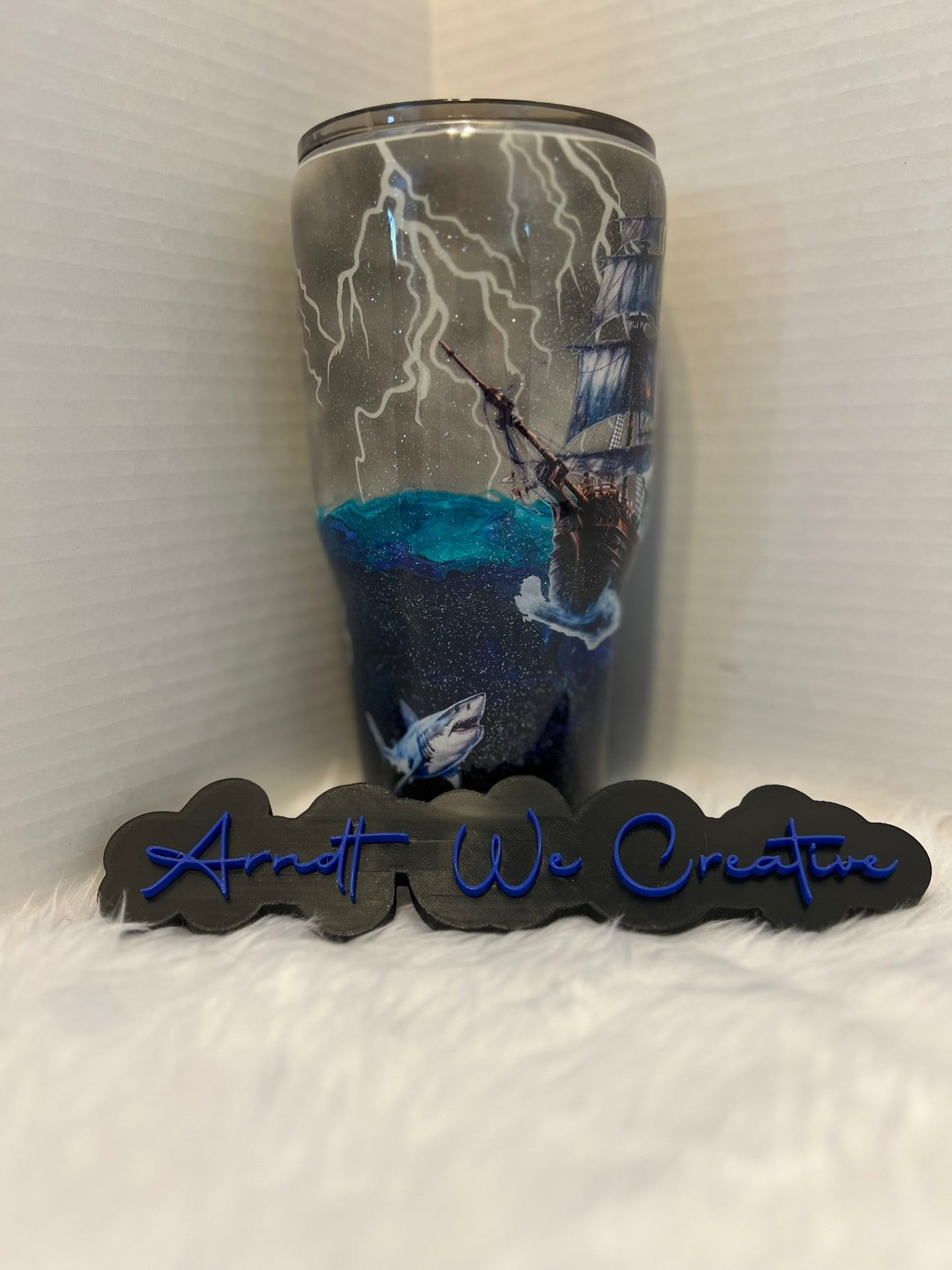 Ready to Ship - 30oz Modern Curve Tumbler (Lightning Storm, glow)