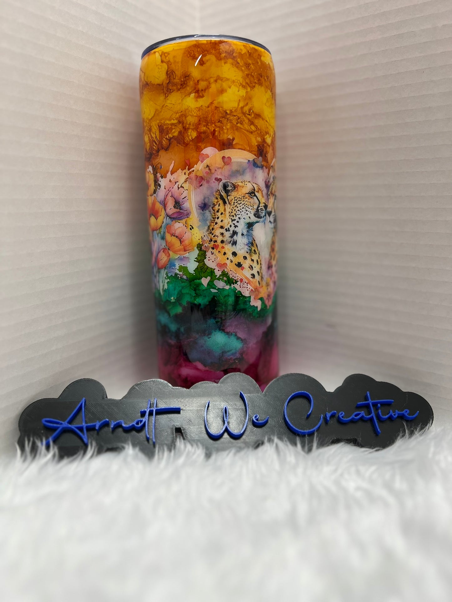 Ready to Ship - 20oz Skinny Tumbler (Cheetah Love)
